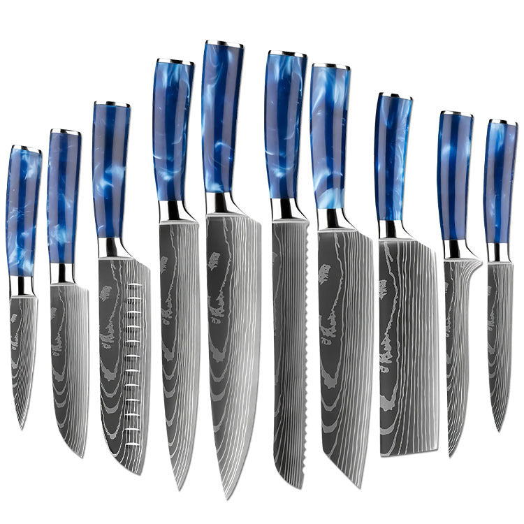 Blue Resin Handle Kitchen Knife Kit